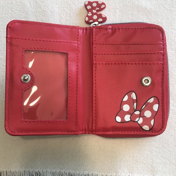 Disney Parks Minnie Mouse wallet coin purse with bow zipper pull EUC - Picture 3 of 9